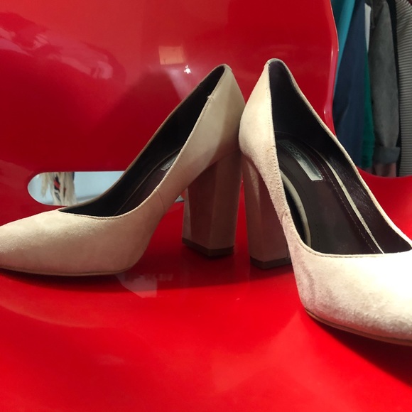 BCBGGeneration Suede Neutral Colored Thick Heel - Picture 3 of 4